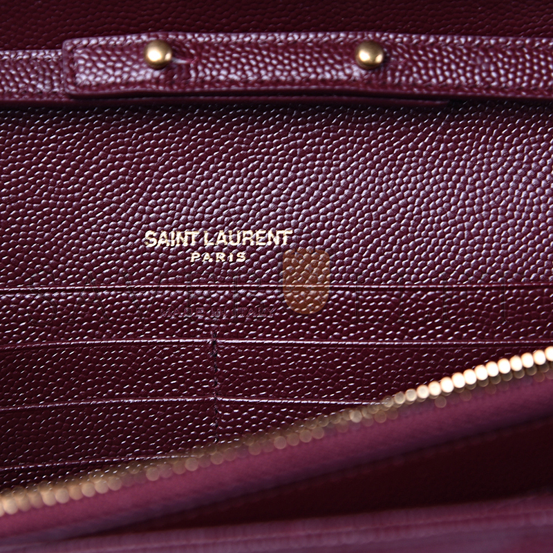 YSL CLASSIC CASSANDRE CHAIN WALLET IN GRAIN DE POUDRE LEATHER 377828BOW016475 (22.5*14*4cm)